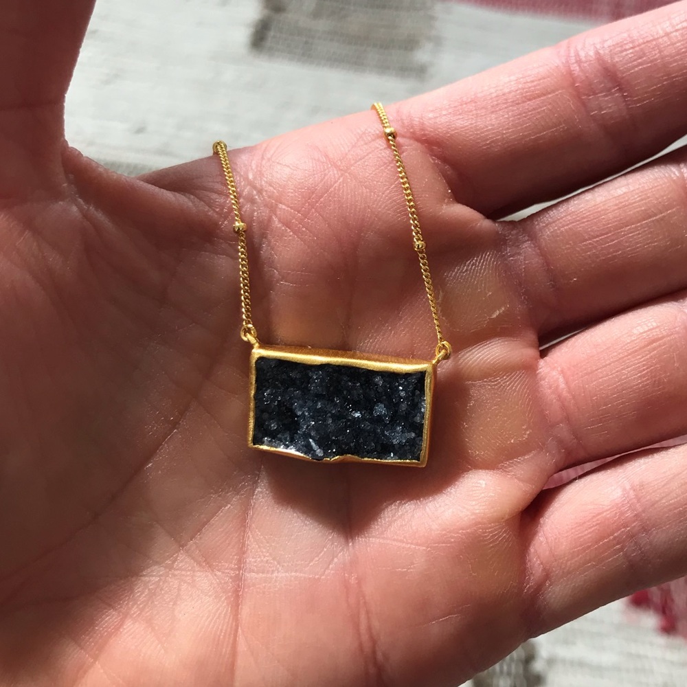 Black quartz crystal necklace